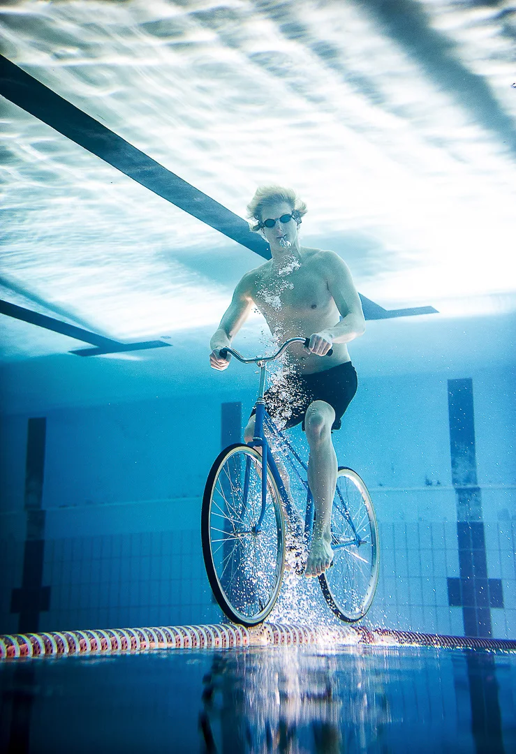 Man Swimming in a Pool – Editorial Advertising Photography