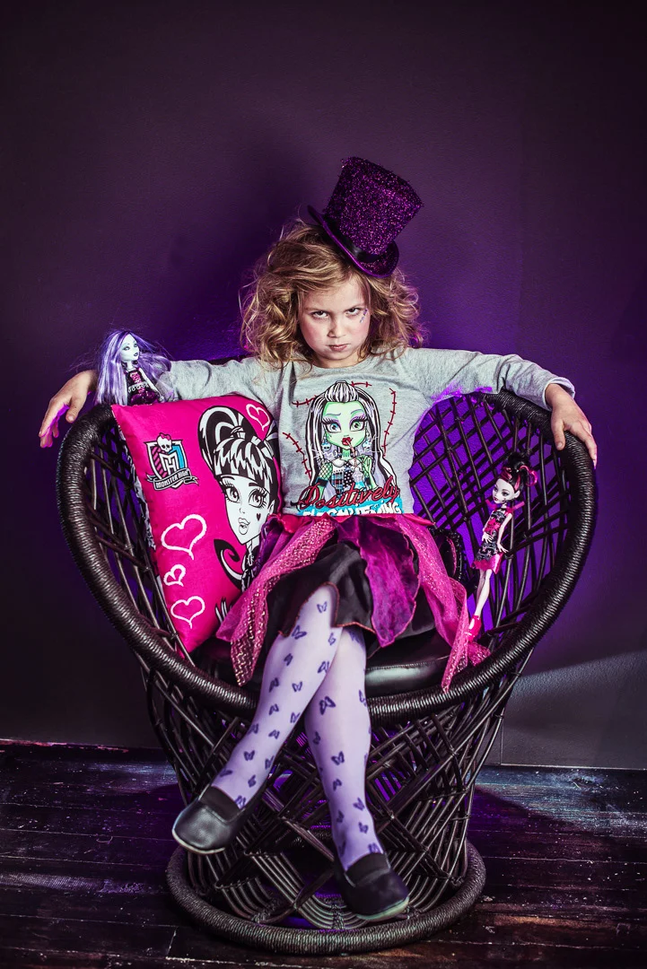 Girl Sitting in a Garden Chair, Child Portrait – Kids Portrait Photography